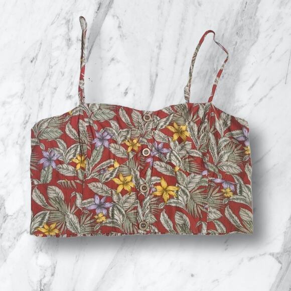 Aeropostale Tropical Button-Front Crop Tank Top NWT Size XXL - Picture 1 of 11